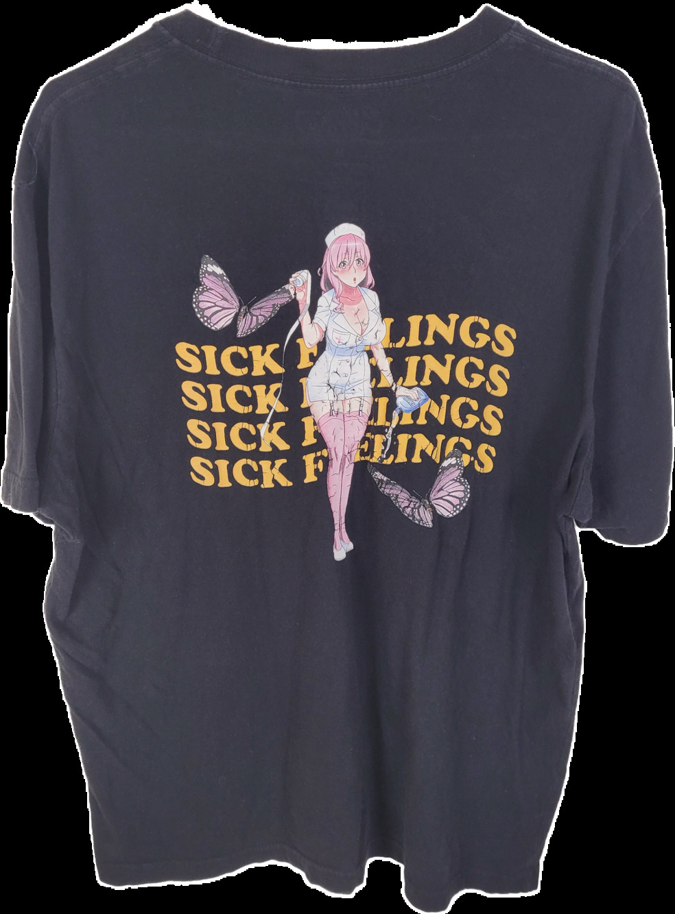 Lonely Hearts Club Mens Sick Feelings Black Nurse Graphic Short Sleeved Tshirt